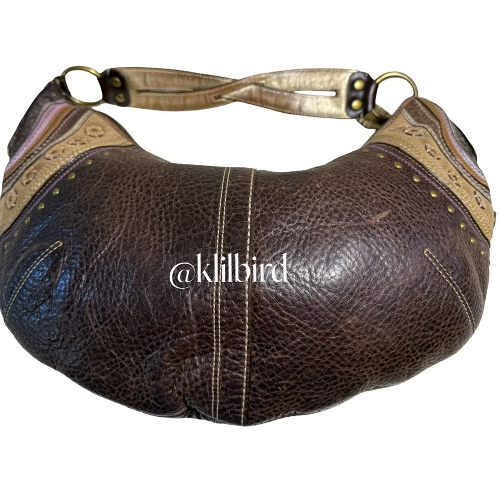 Coach Soho LRG Rivet Whipstitch Leather Hobo Bag Brown Boho Shoulder Purse 10478 - Picture 7 of 17